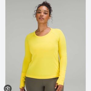 NWT lululemon swiftly long sleeve race length sz 12 sonic yellow
